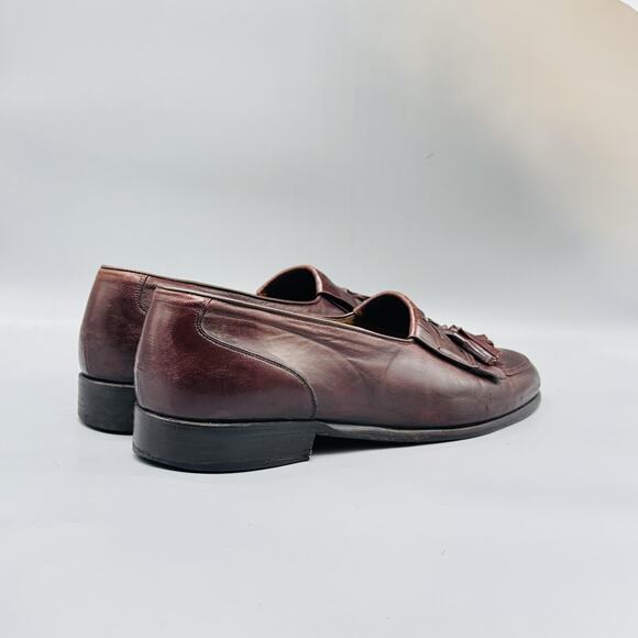 Johnston Murphy Shoes Mens 12 Brown Leather Kiltie Tassel Loafers Vtg Made Italy main image 8